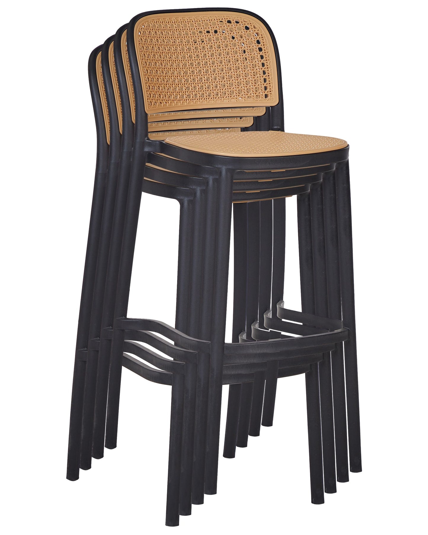 Set of 4 Bar Chairs PLOSE Synthetic Material Beige