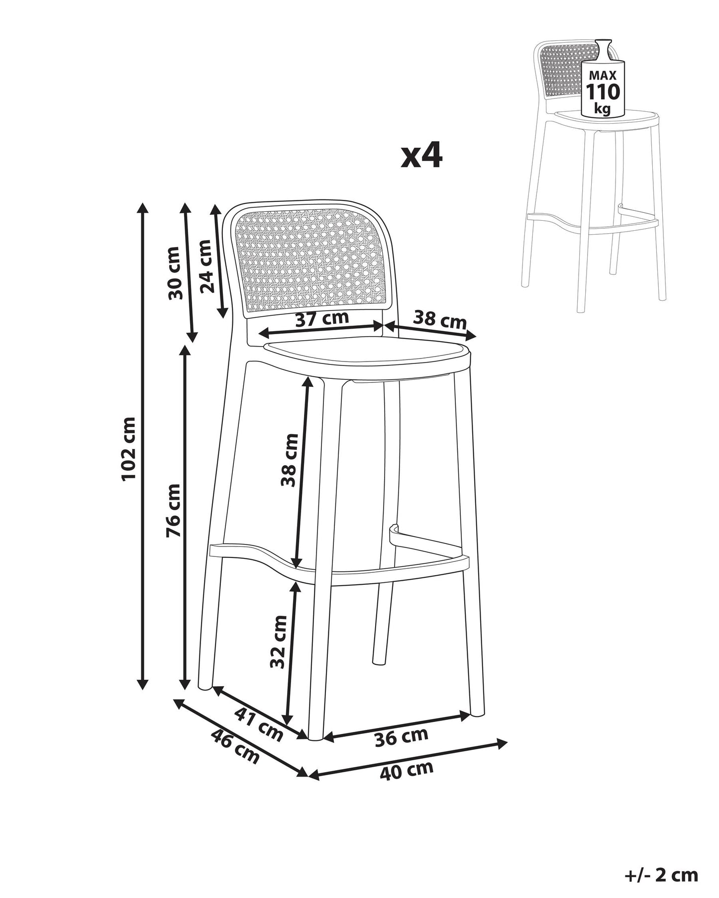 Set of 4 Bar Chairs PLOSE Synthetic Material Beige