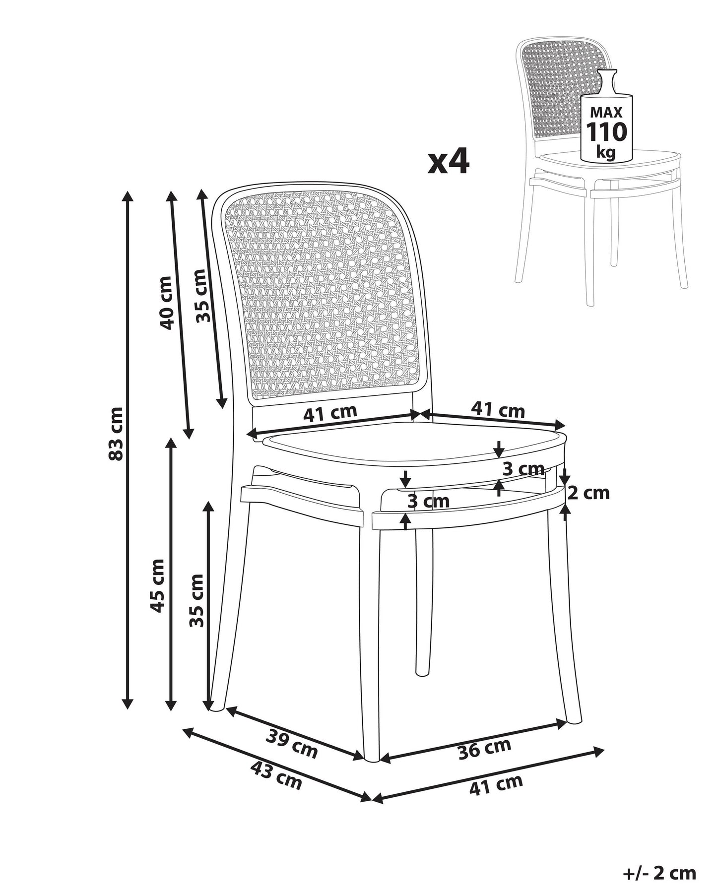 Set of 4 Dining Chairs PLOSE Beige