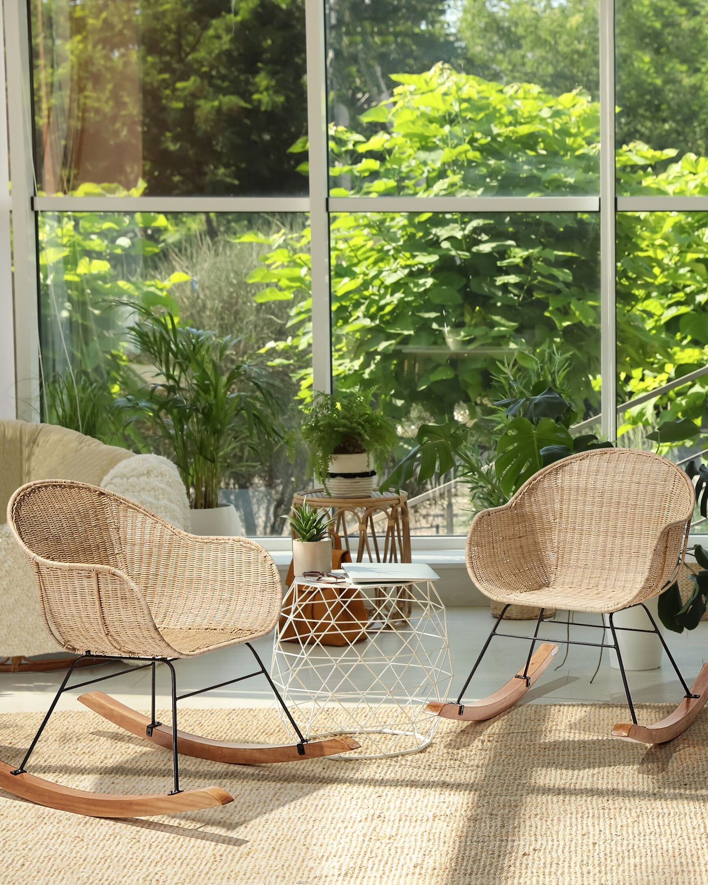 Set of 2 Rocking Chairs LAVINIO Rattan Natural