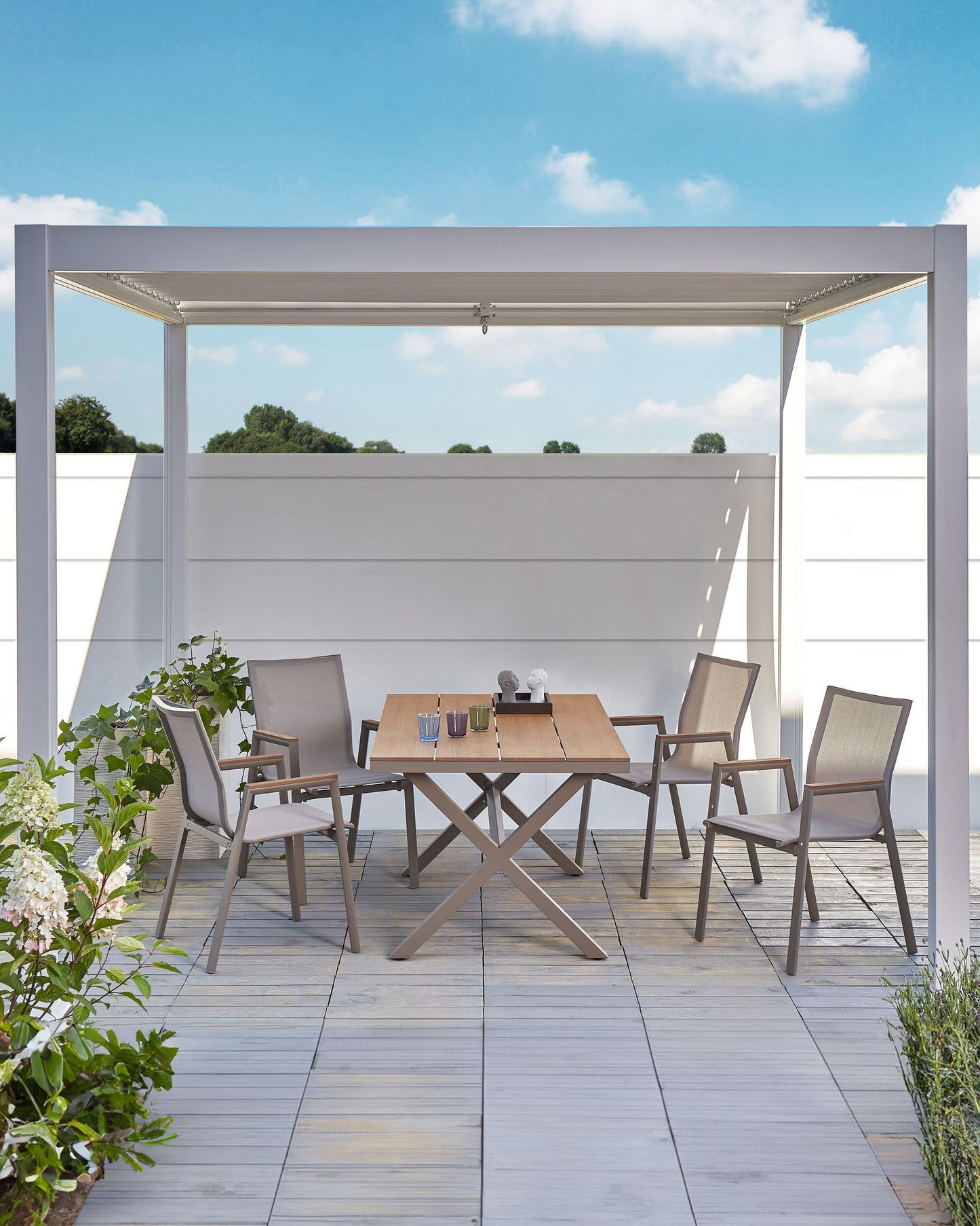 Set of 4 Garden Chairs TIANO Metal Taupe