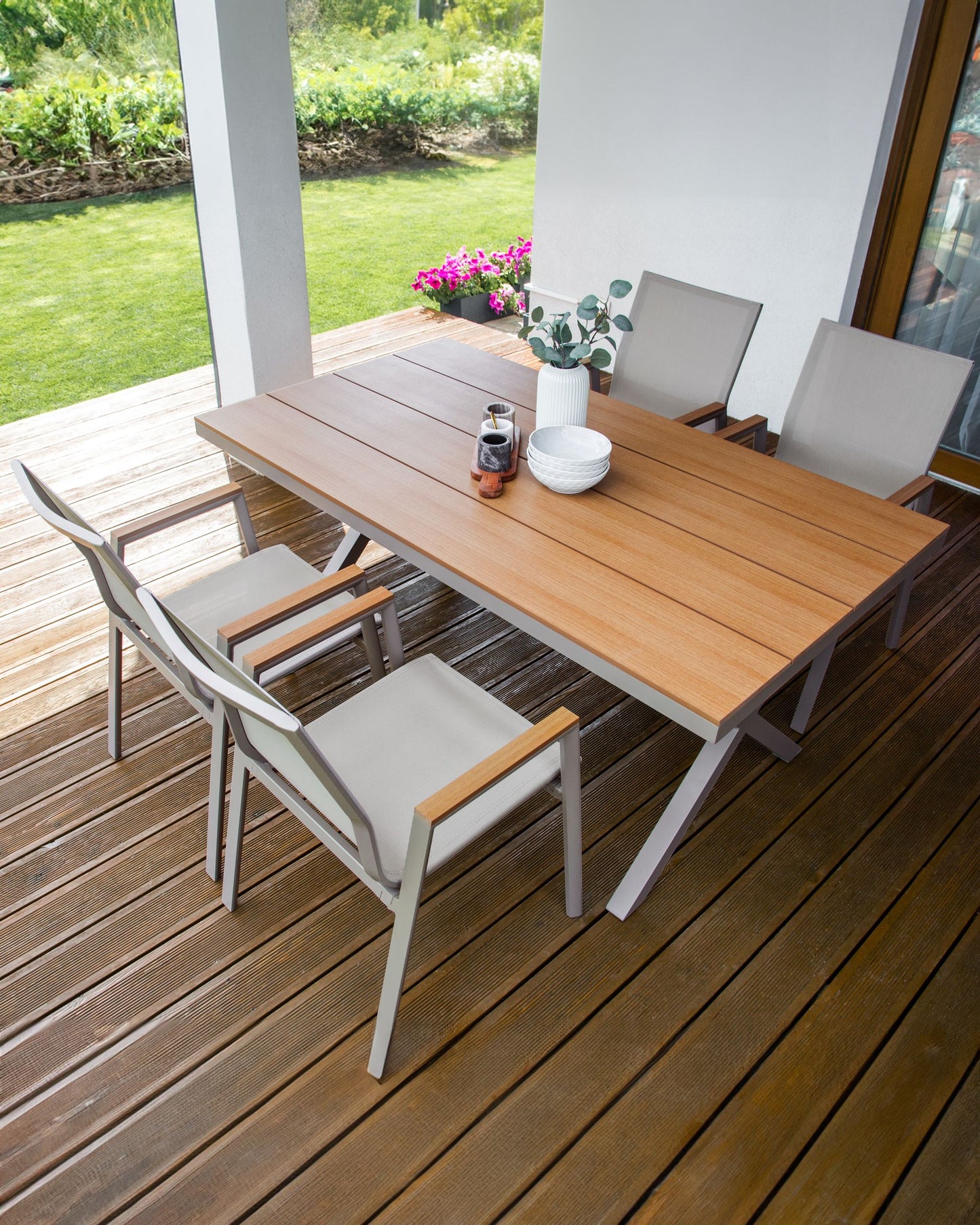Set of 4 Garden Chairs TIANO Metal Taupe