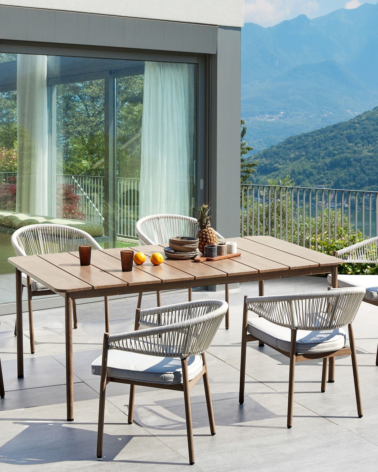 Set of 6 Garden Chairs with Cushions FLAVIA Metal White