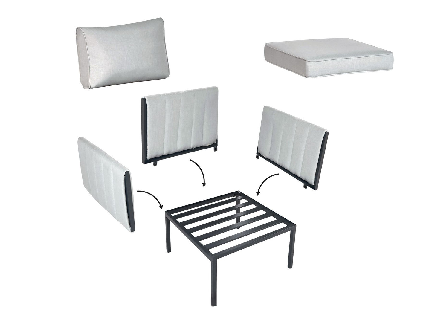 Garden Lounge Set with Table 5 Seater SKALA Metal Light Grey