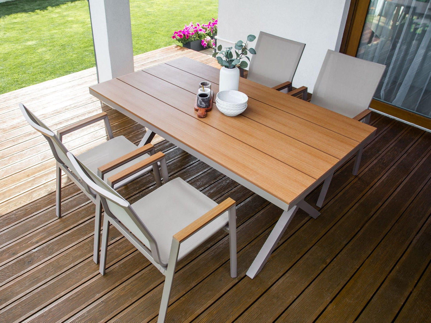 Garden Dining Set 4 Seater TIANO Metal Grey