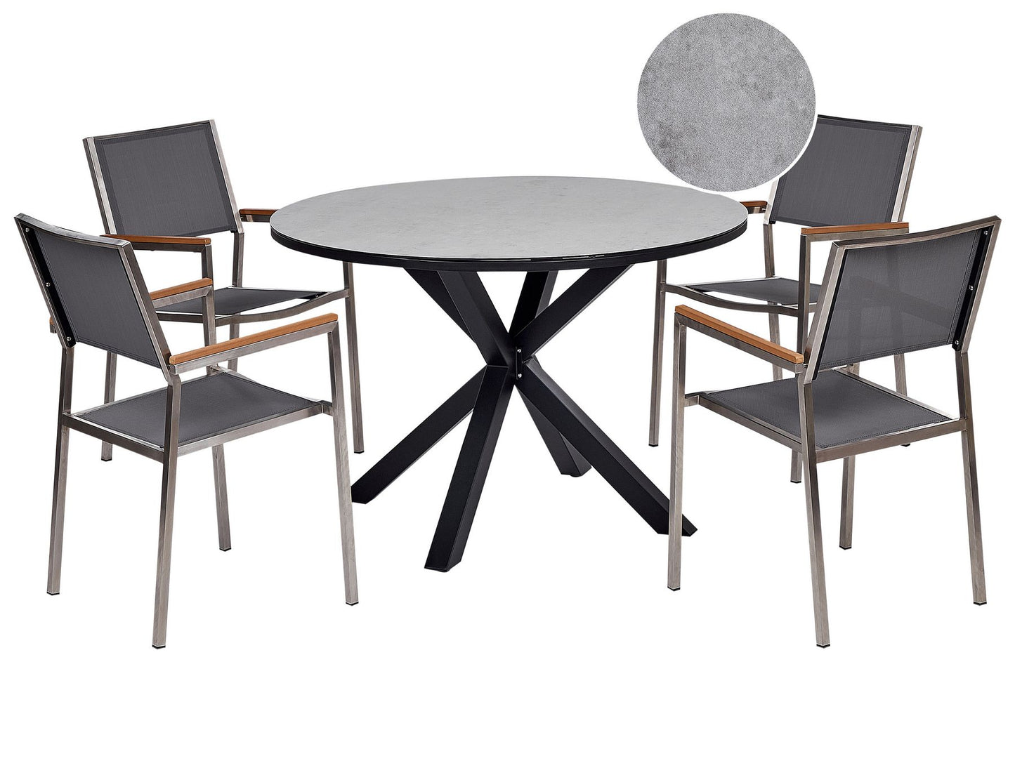Garden Dining Set 4 Seater MALETTO/GROSSETO Metal Marble Effect Grey