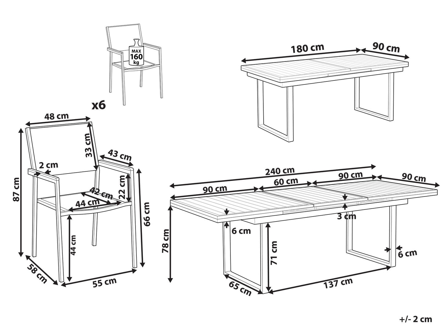 Garden Dining Set 6 Seater VALCANETTO/GROSSETO Metal White