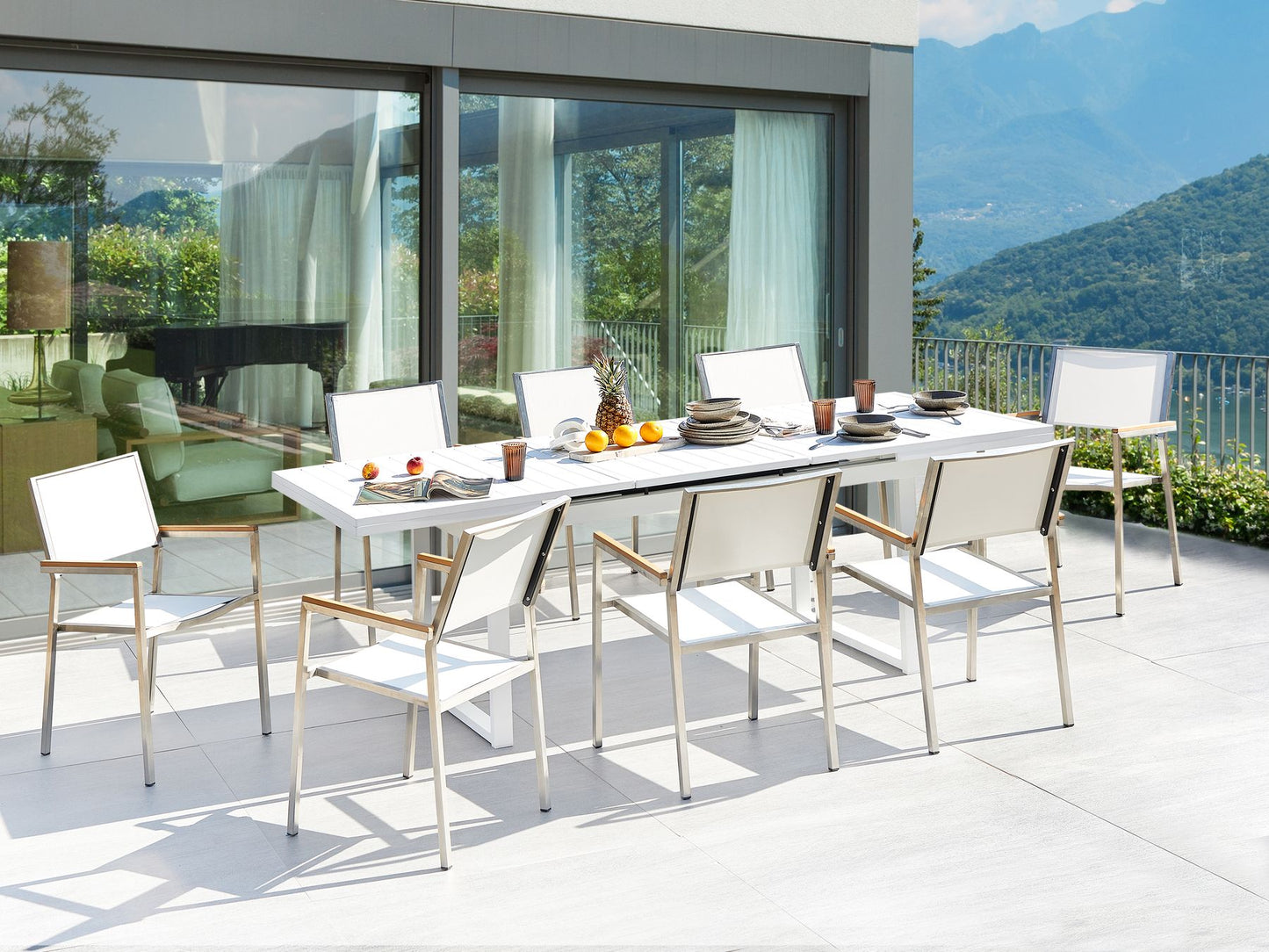 Garden Dining Set 8 Seater VALCANETTO/GROSSETO Metal White