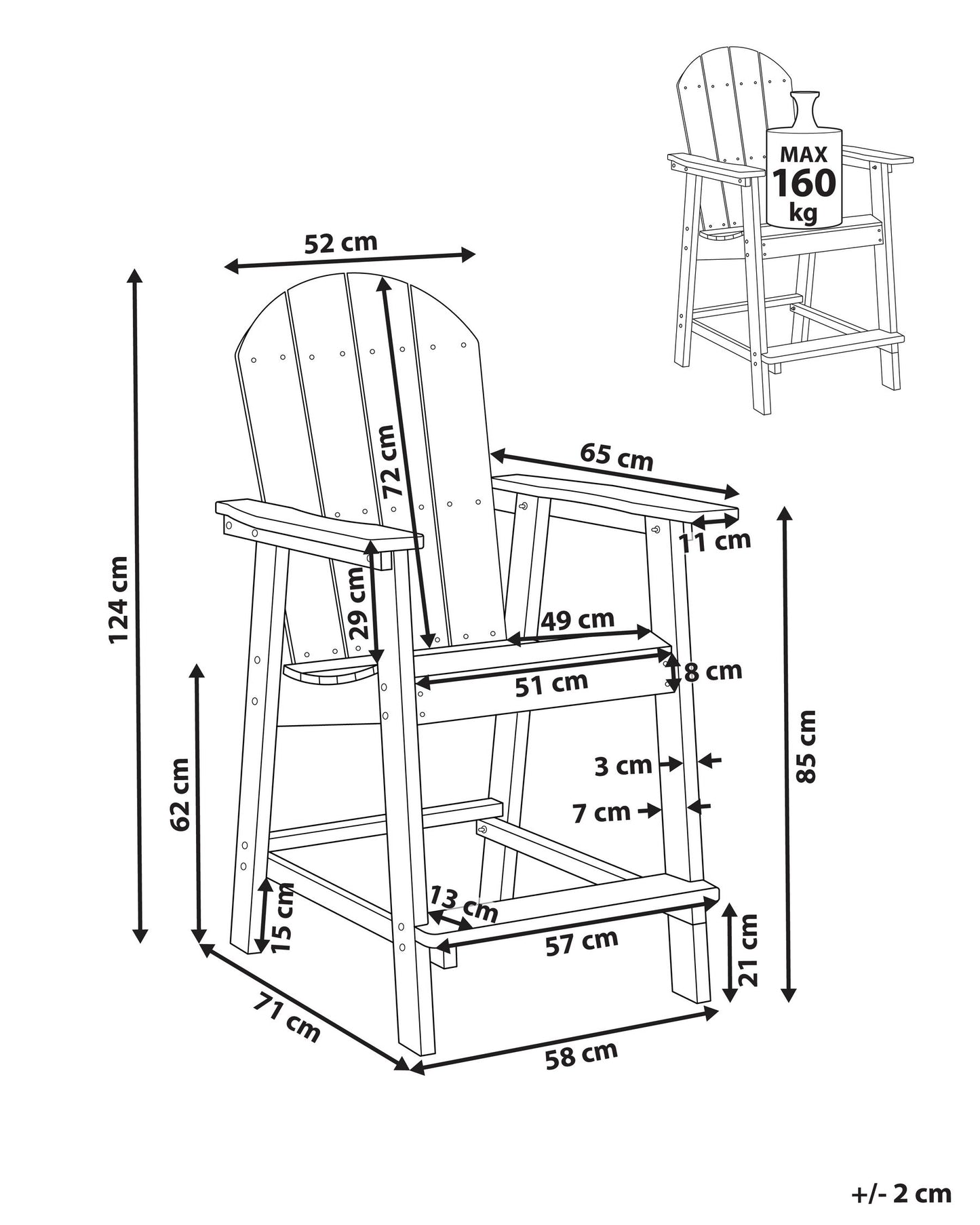 Garden Bar Chair ADIRONDACK Synthetic Material Dark Grey