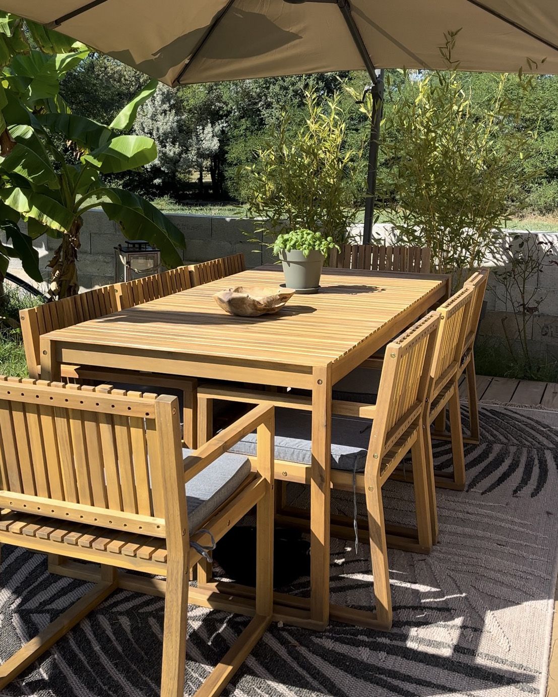 Garden Dining Set 8 Seater SASSARI II with Cushions Certified Acacia Wood Grey
