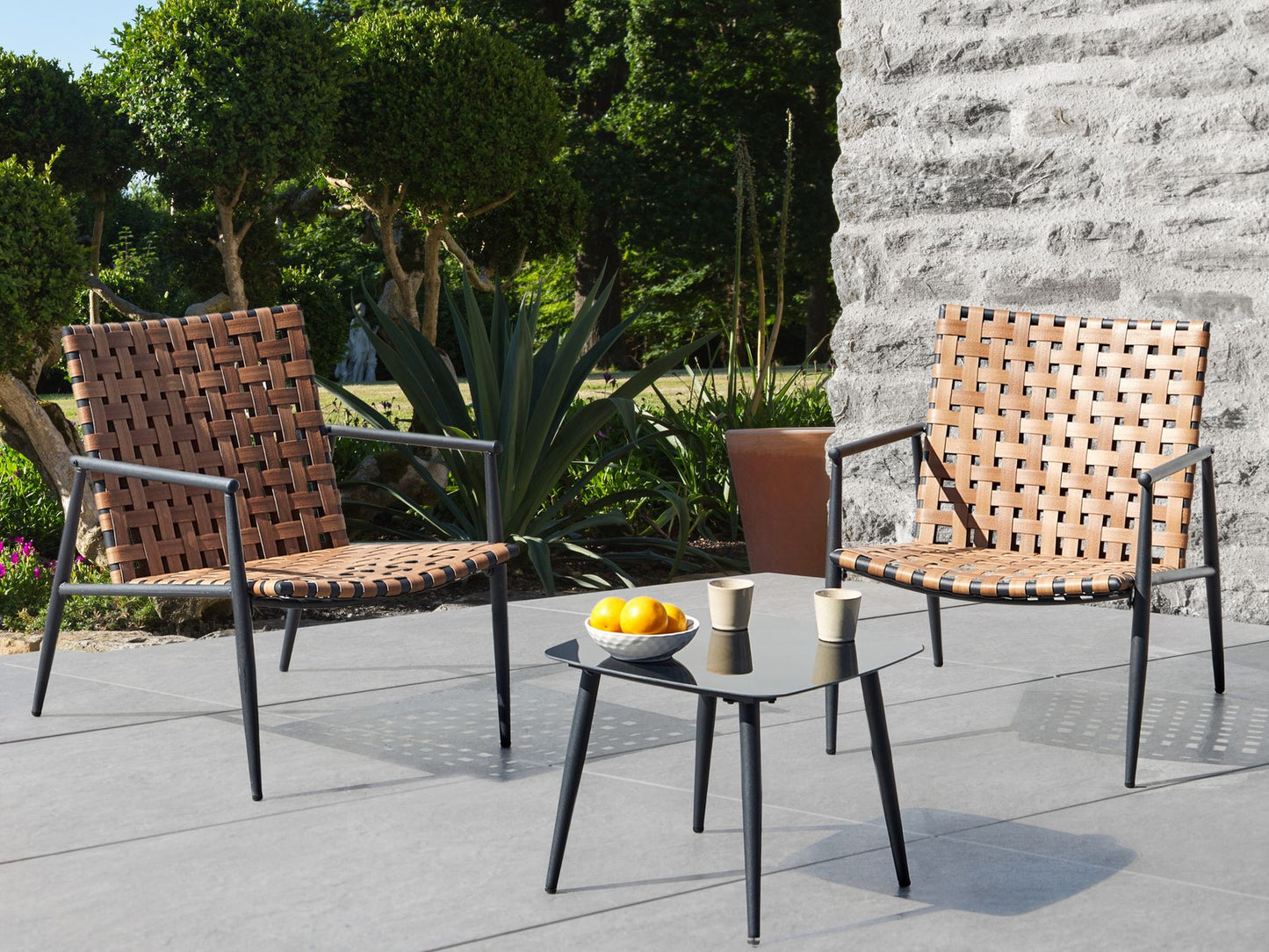 Bistro Set ZIRIA PE Rattan Brown