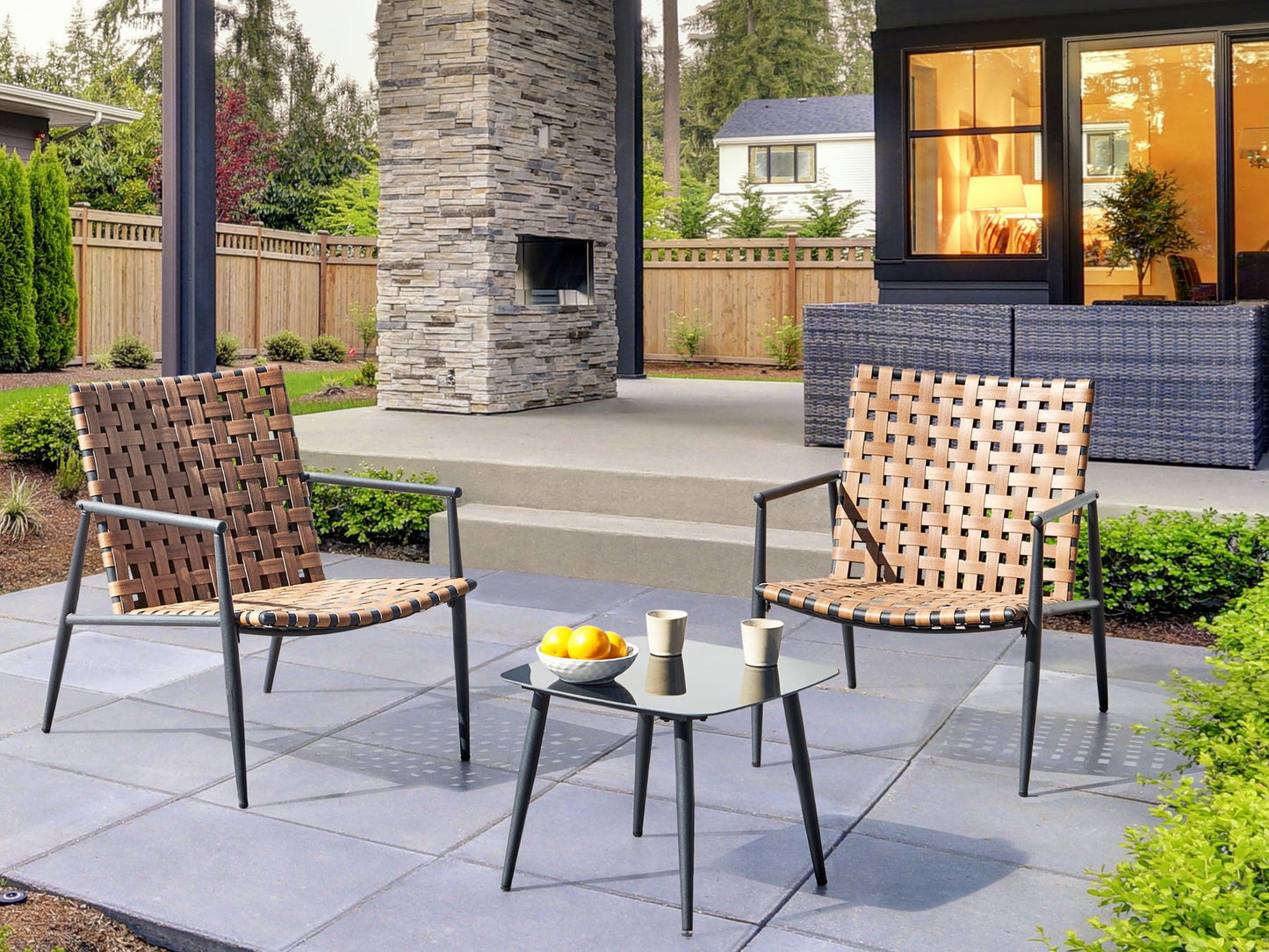 Bistro Set ZIRIA PE Rattan Brown