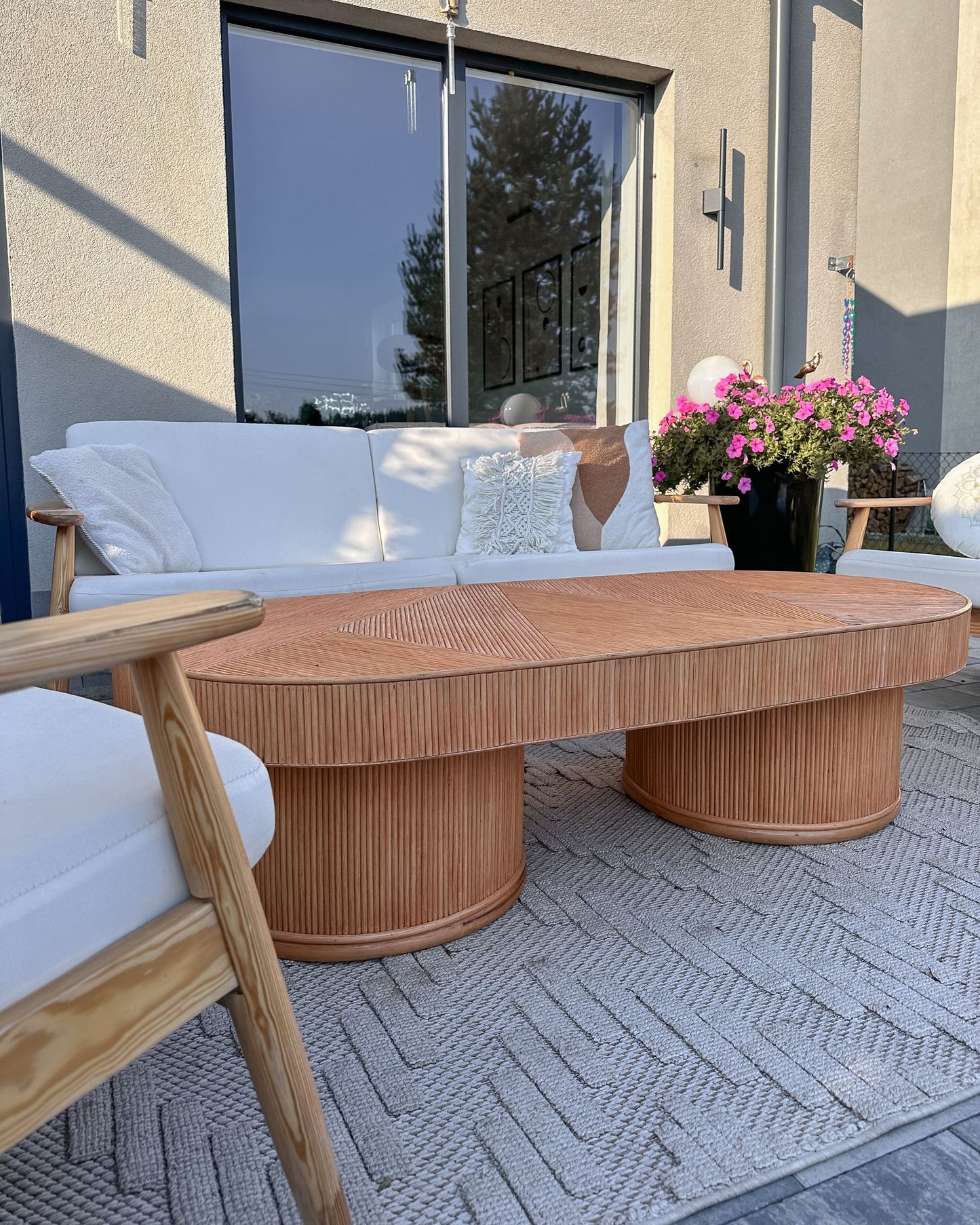 Rattan Coffee Table 150 x 70 cm Light Wood AIROLE