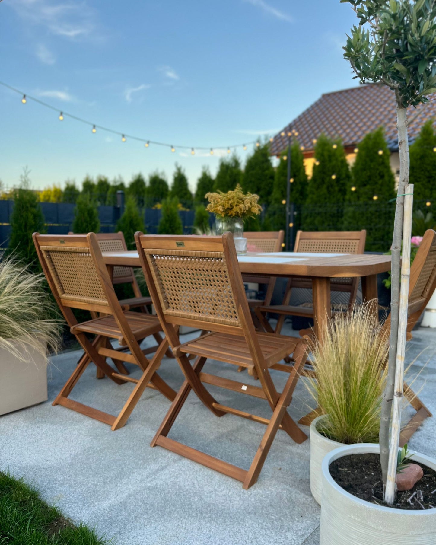 Garden Dining Set 6 Seater PARAGGI Certified Acacia Wood Natural