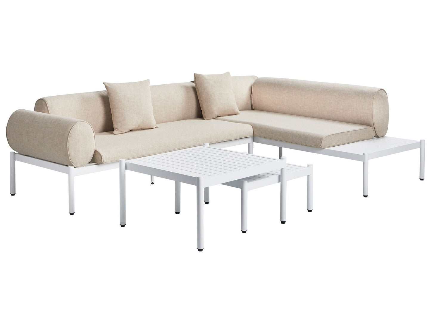 Garden Corner Sofa with Table 5 Seater RASIGLIA Left Hand Metal Beige