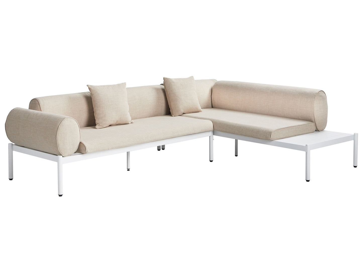 Garden Corner Sofa with Table 5 Seater RASIGLIA Left Hand Metal Beige