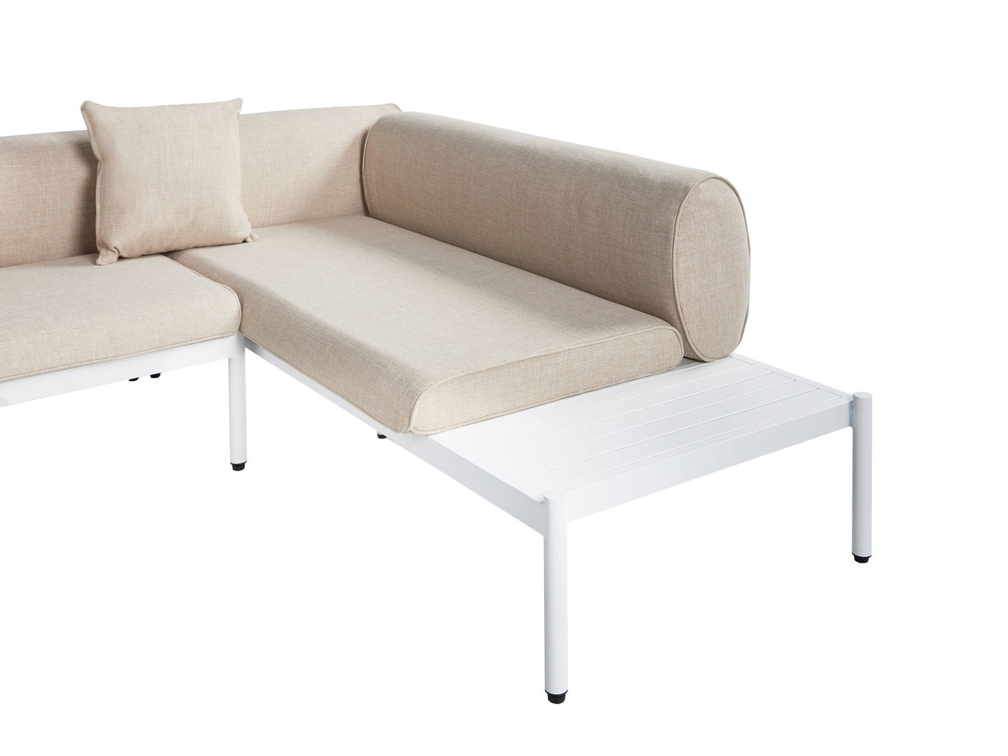 Garden Corner Sofa with Table 5 Seater RASIGLIA Left Hand Metal Beige