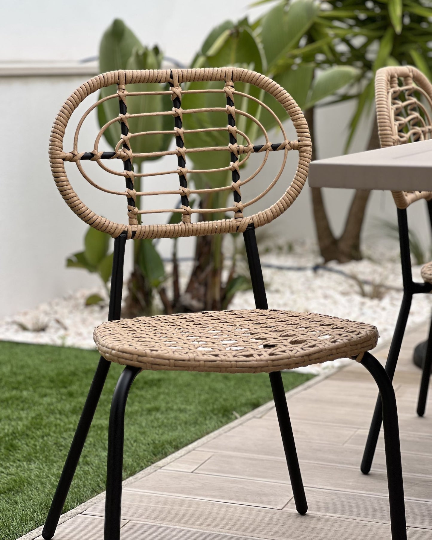 Set of 4 Garden Chairs PRATELLO PE Rattan Natural
