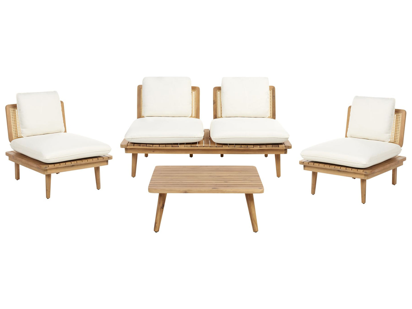 Garden Lounge Set with Table 4 Seater ACCADIA Certified Acacia Wood Light Beige