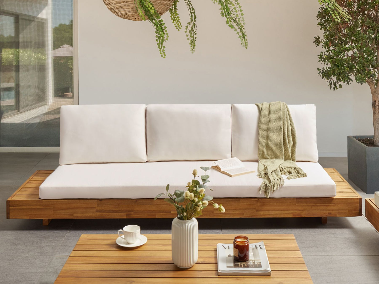 Garden Sofa 3 Seater MARETTIMO Certified Acacia Wood Brown