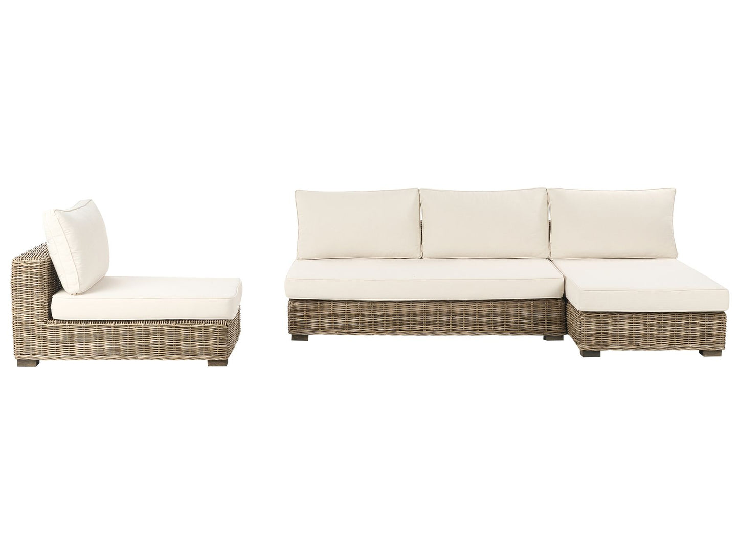 Garden Lounge Set with Table 4 Seater VARALLO Left Hand Modular Rattan Grey