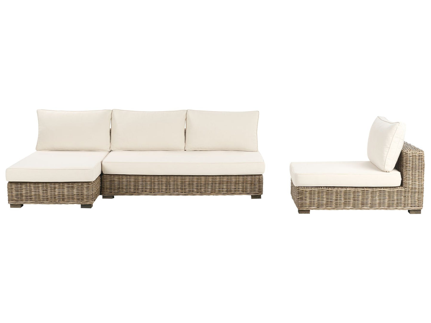 Garden Lounge Set with Table 4 Seater VARALLO Right Hand Modular Rattan Grey
