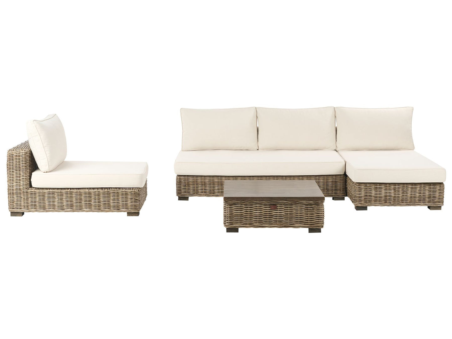 Garden Lounge Set with Table 4 Seater VARALLO Left Hand Modular Rattan Grey