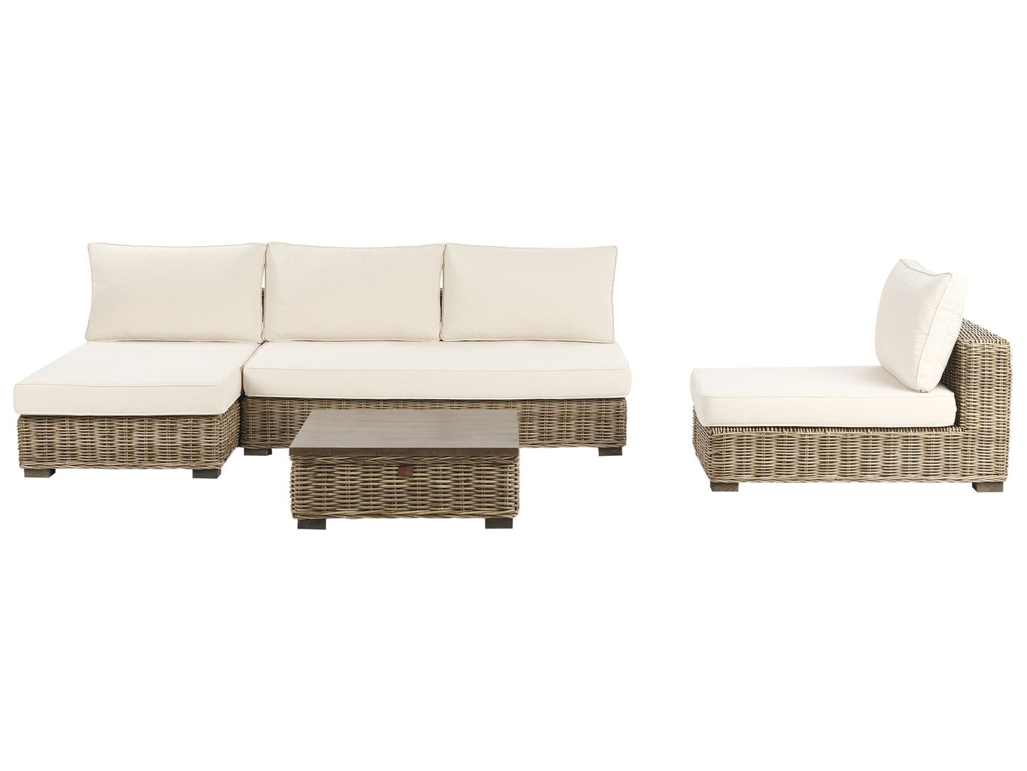 Garden Lounge Set with Table 4 Seater VARALLO Right Hand Modular Rattan Grey