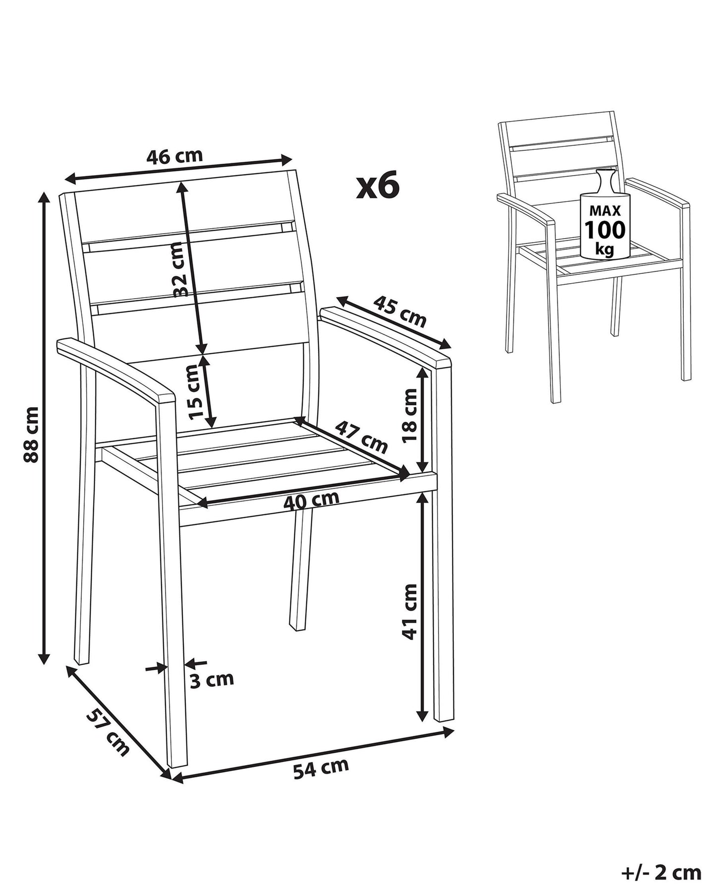 Set of 6 Garden Chairs VERNIO Brown/ Black
