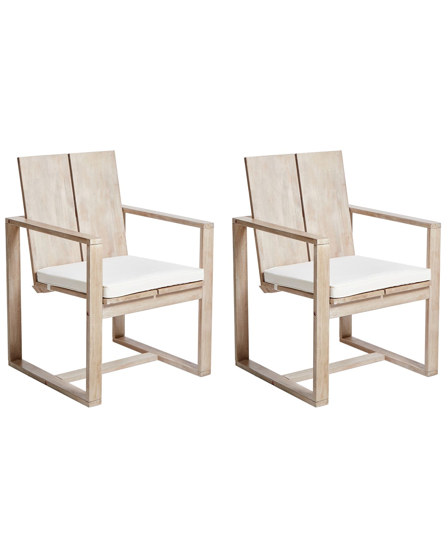 Set of 2 Garden Chairs with Cushions AZZANELLO Acacia Wood Off-White