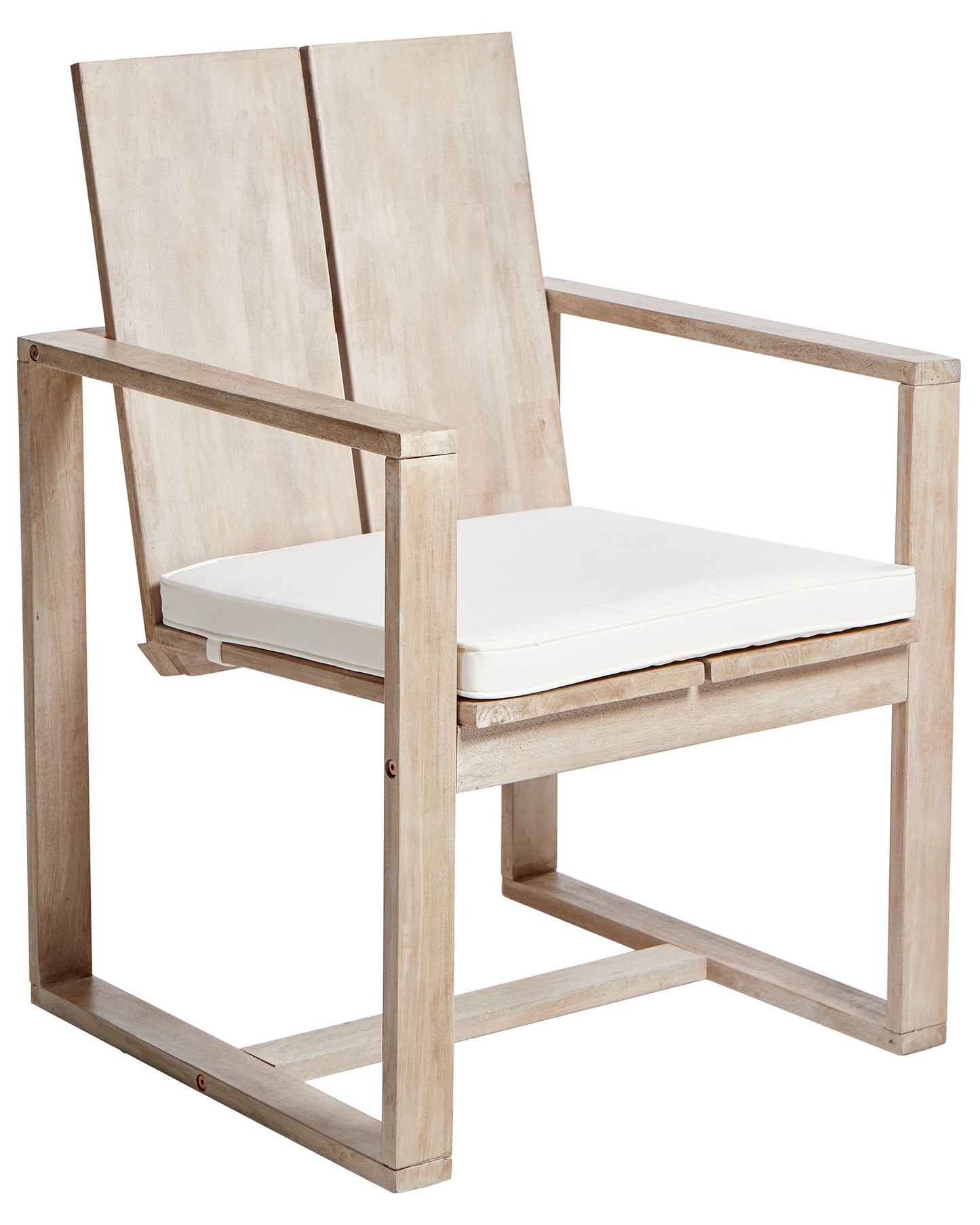 Set of 2 Garden Chairs with Cushions AZZANELLO Acacia Wood Off-White