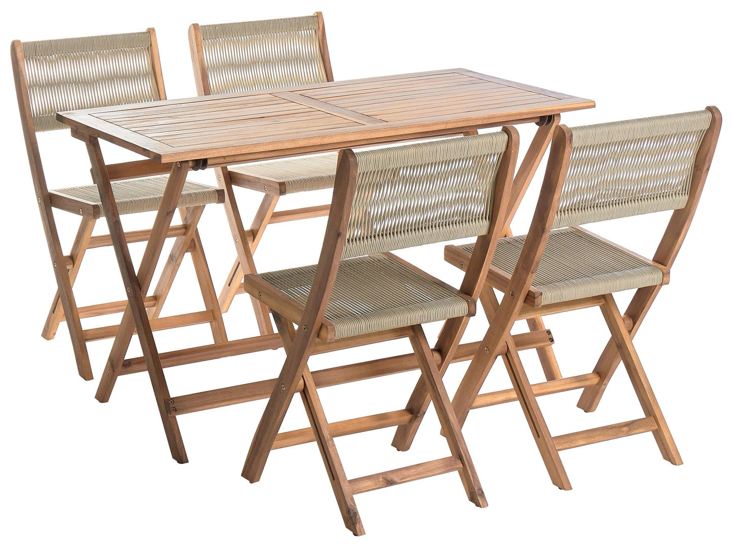 Garden Dining Set 4 Seater PROSSEDI Acacia Wood Beige