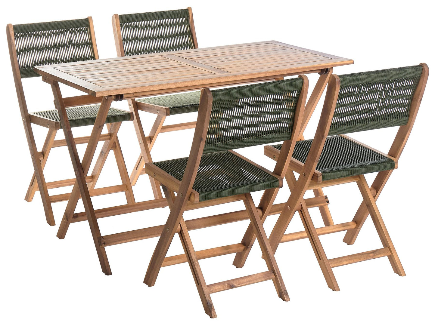 Garden Dining Set 4 Seater PROSSEDI Acacia Wood Green