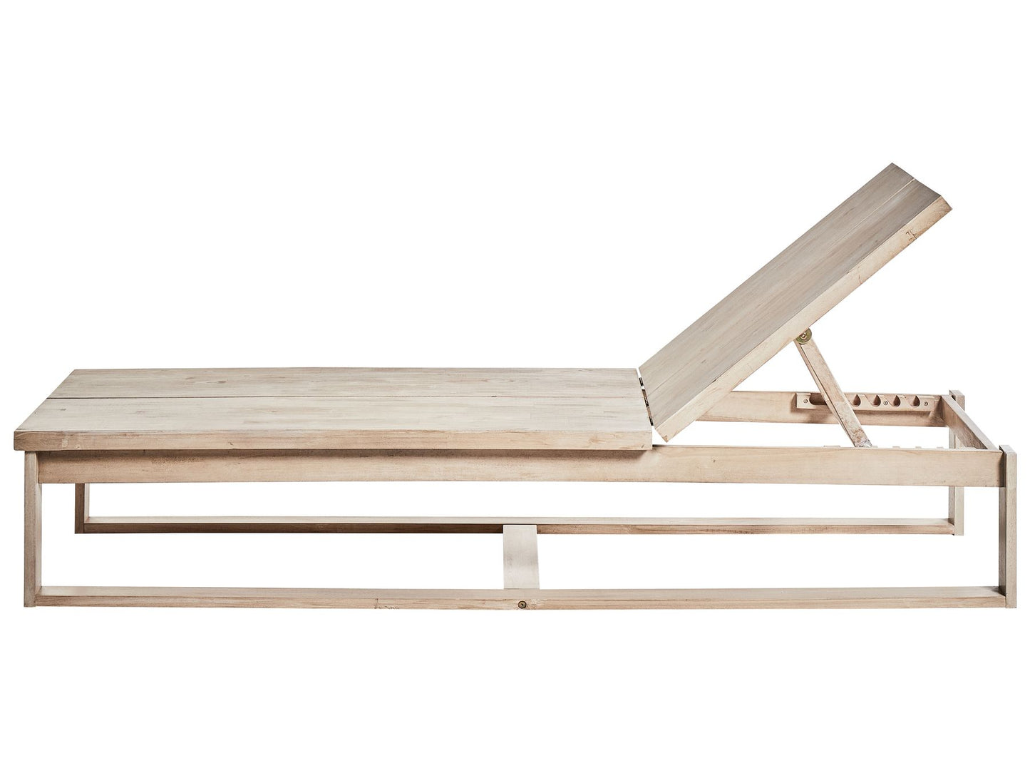 Acacia Wood Reclining Sun Lounger with Off-White Cushion AZZANELLO