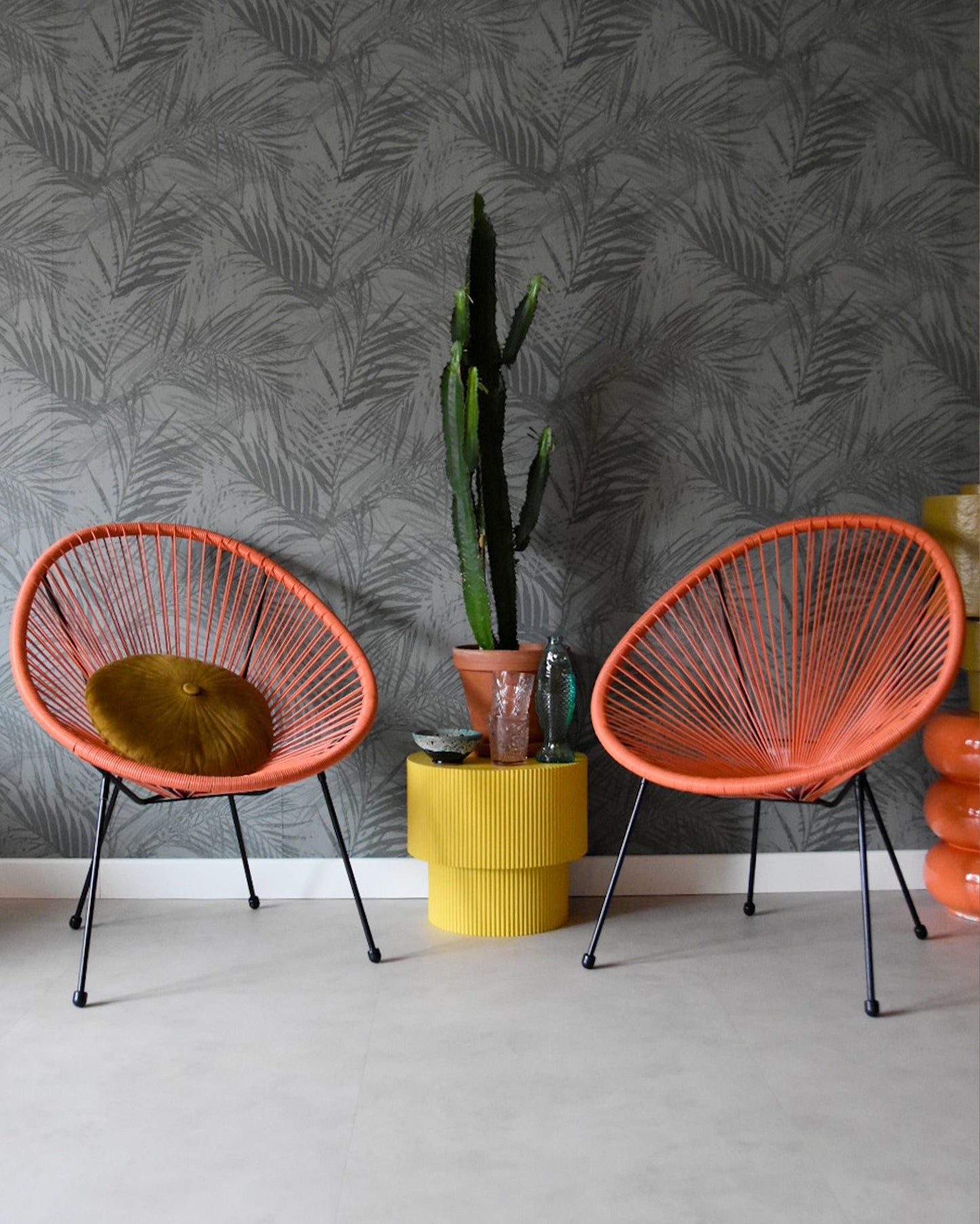 Set of 2 Garden Chairs ACAPULCO II PE Rattan Orange