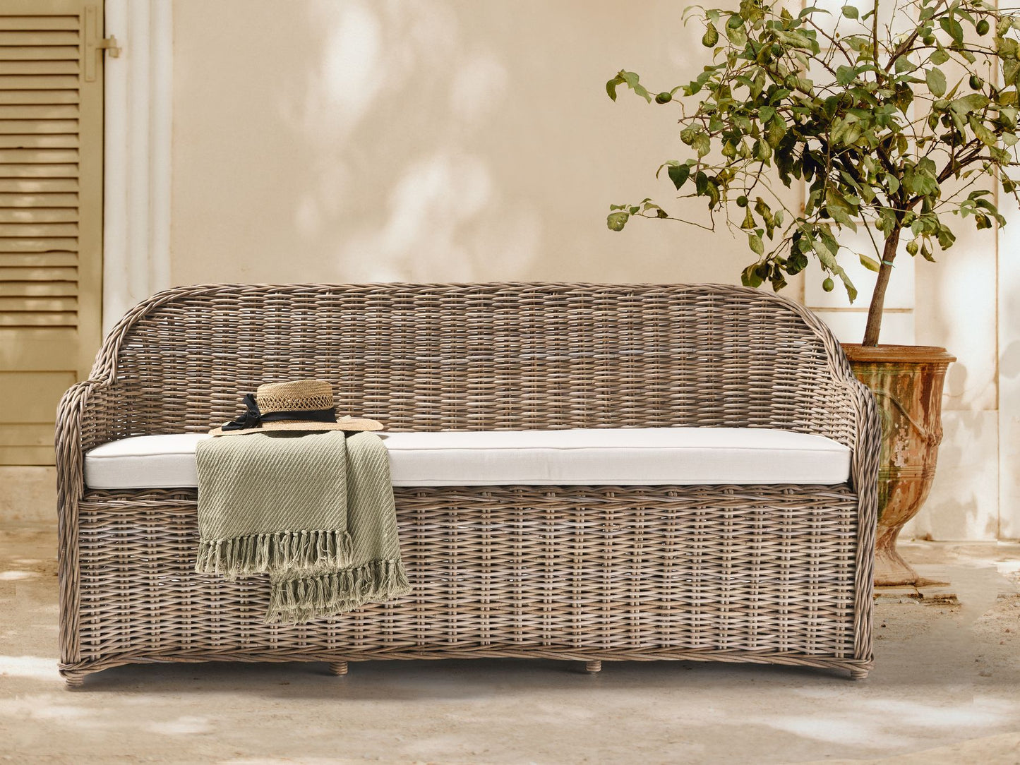 Garden Sofa 3 Seater SUSUA Rattan Natural