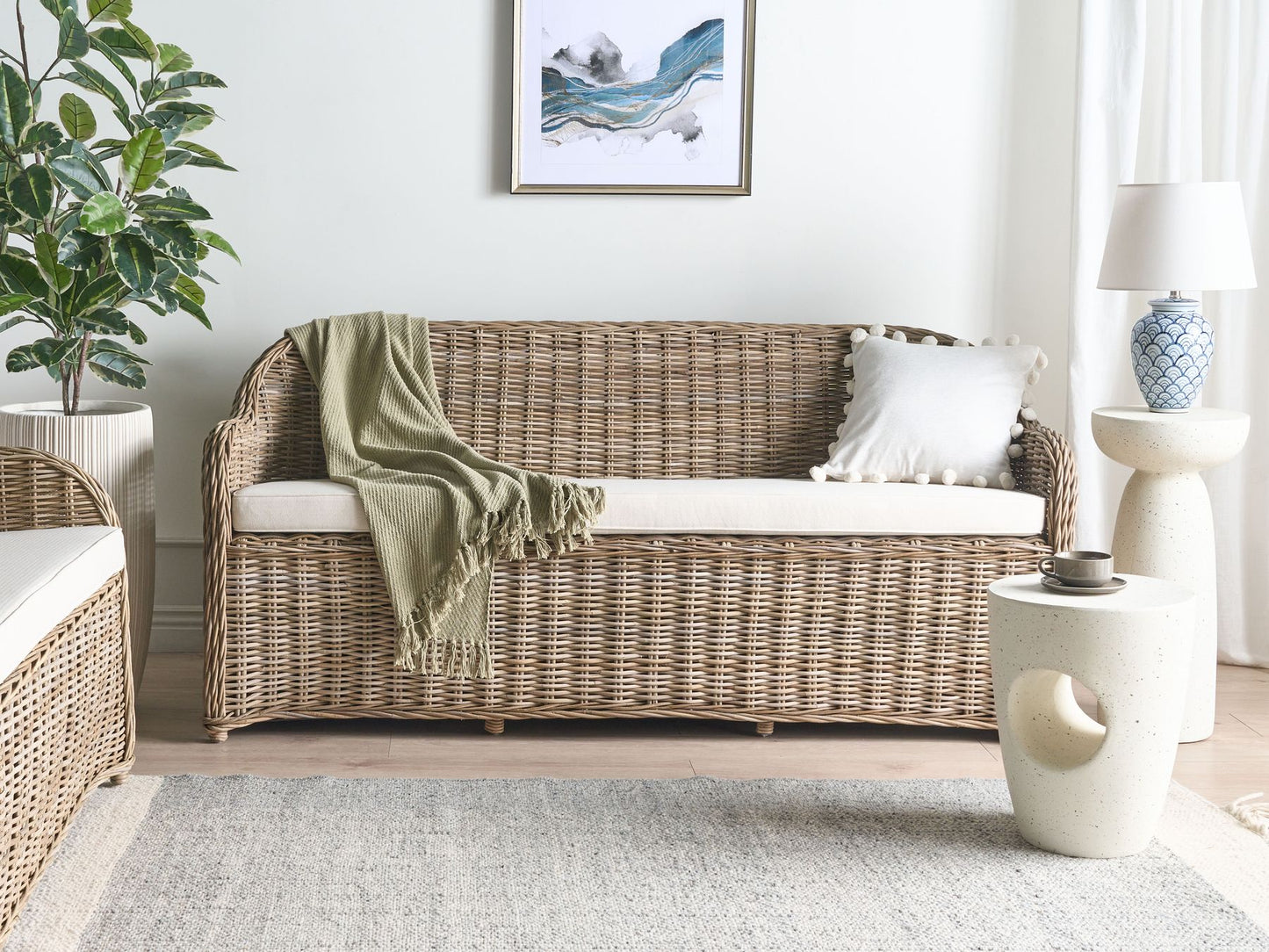 Garden Sofa 3 Seater SUSUA Rattan Natural