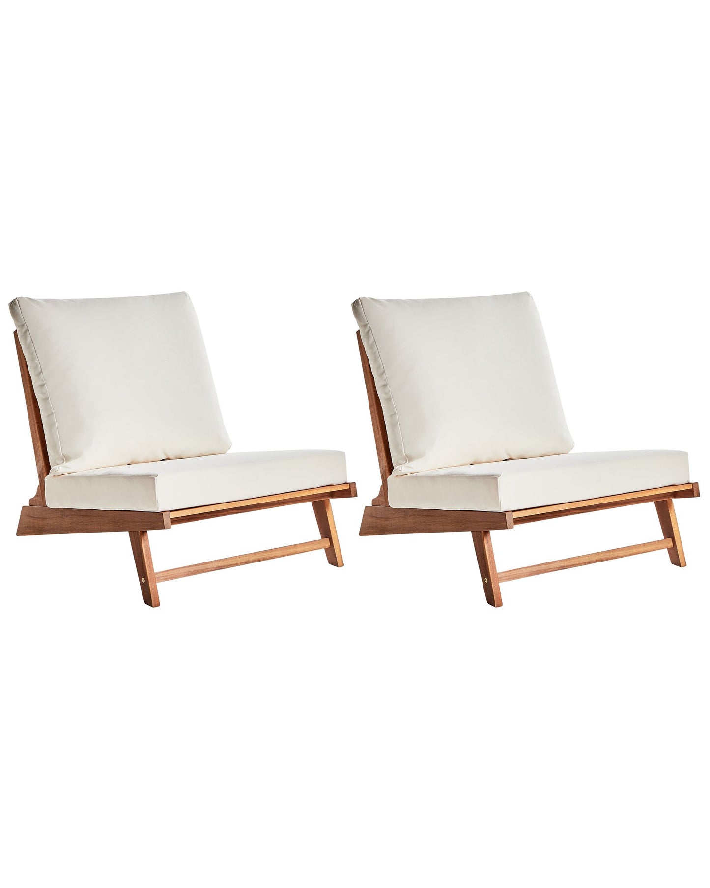 Set of 2 Garden Chairs with Cushions MICCIANO Acacia Wood Off-White