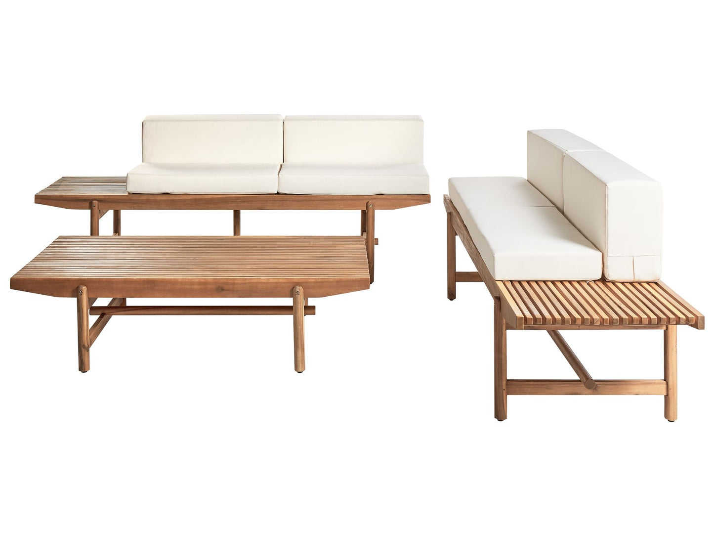 Garden Lounge Set with Table 4 Seater GIAVENO Acacia Wood Off-White