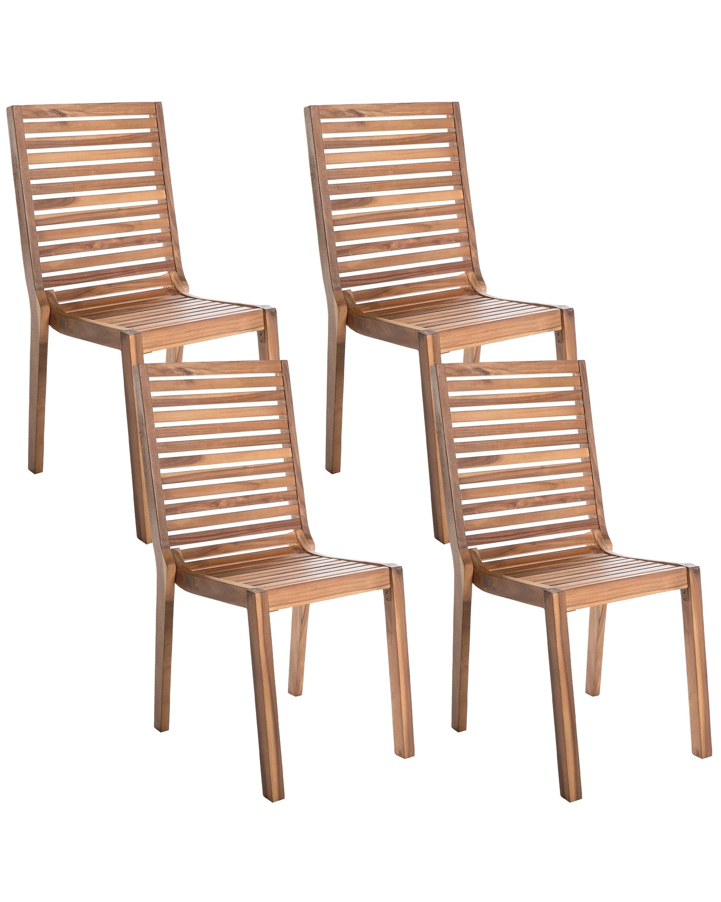 Set of 4 Garden Chairs OMBRIANO Certified Acacia Wood Light Brown