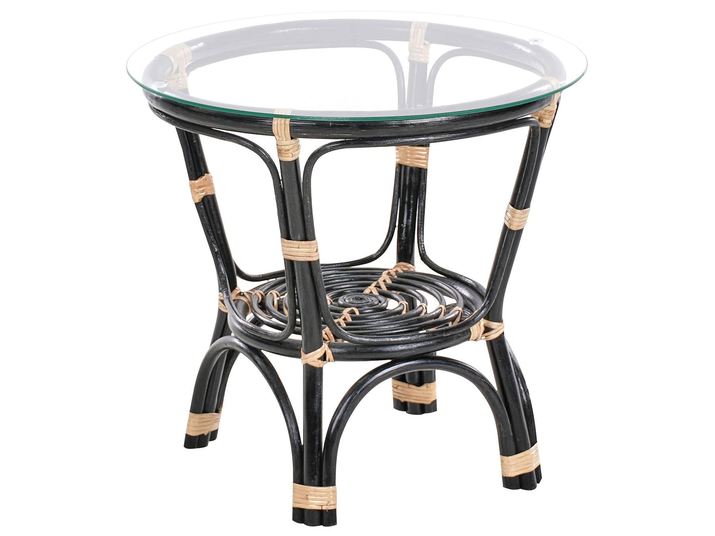 Bistro Set with Cushions PECORINI Rattan Black