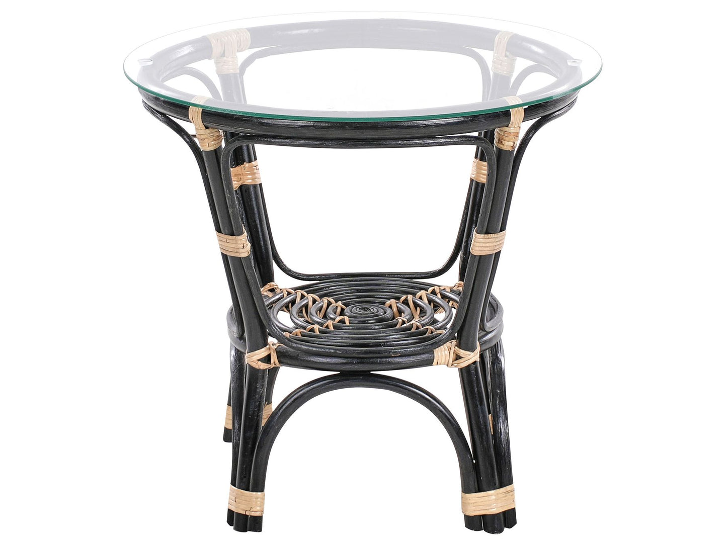 Bistro Set with Cushions PECORINI Rattan Black