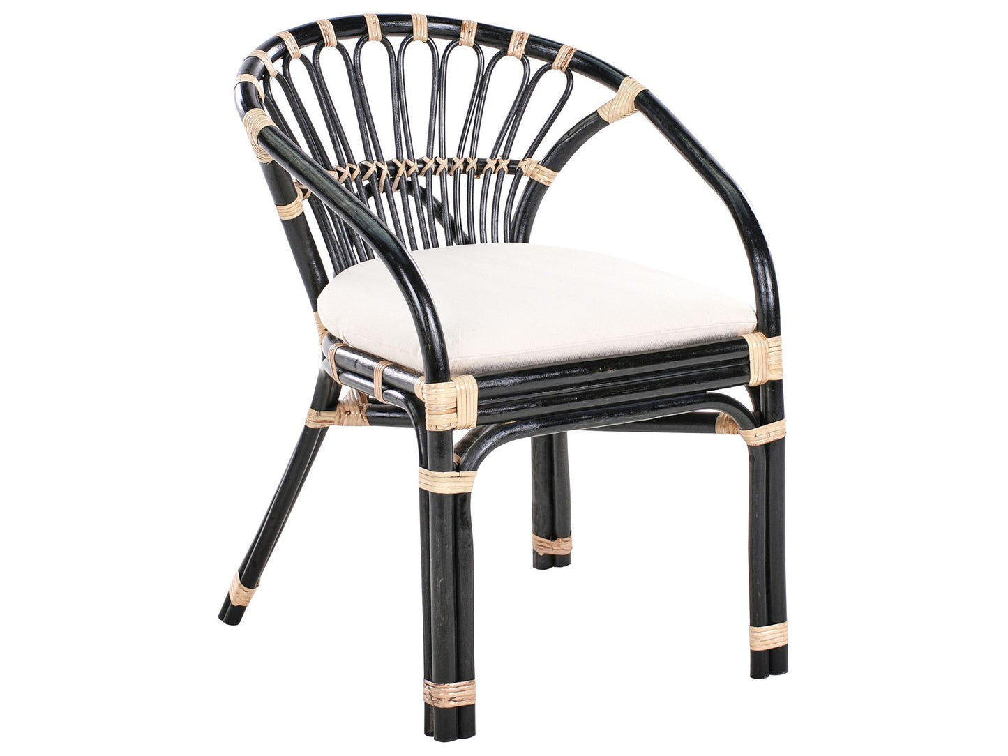 Bistro Set with Cushions PECORINI Rattan Black