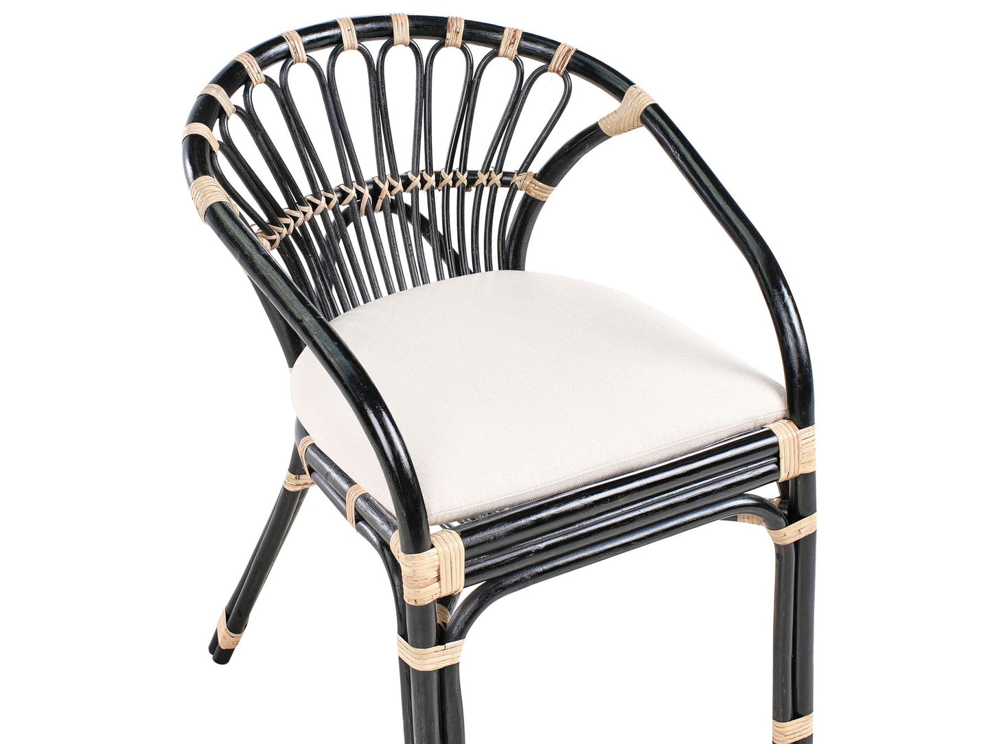Bistro Set with Cushions PECORINI Rattan Black