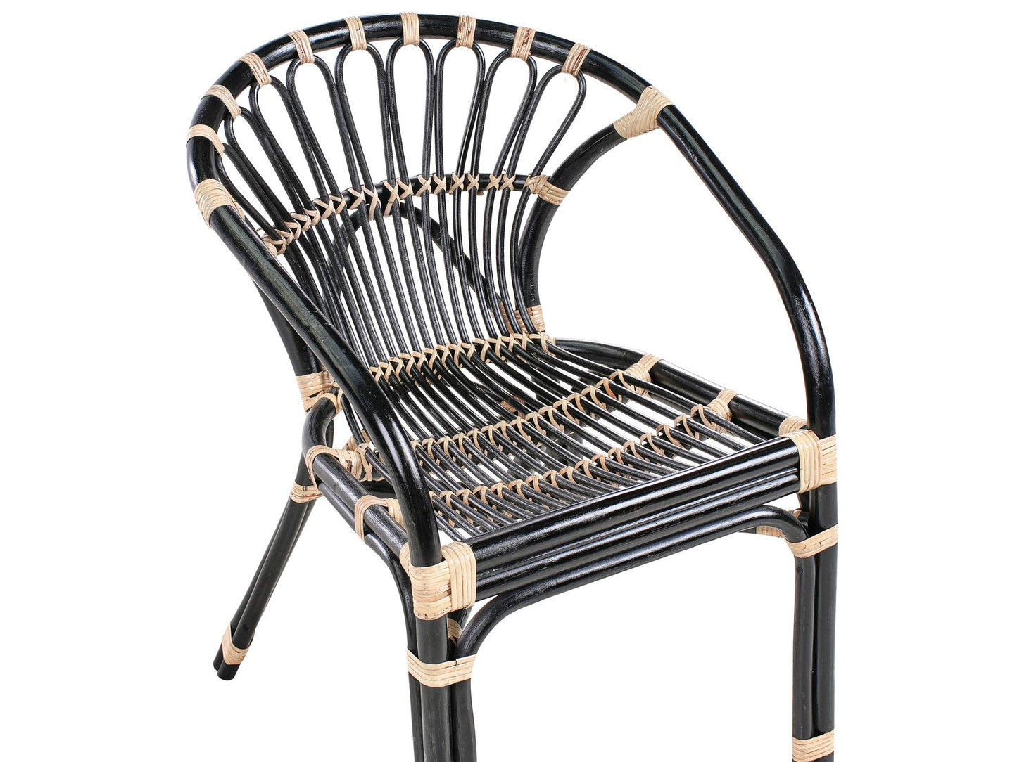 Bistro Set with Cushions PECORINI Rattan Black