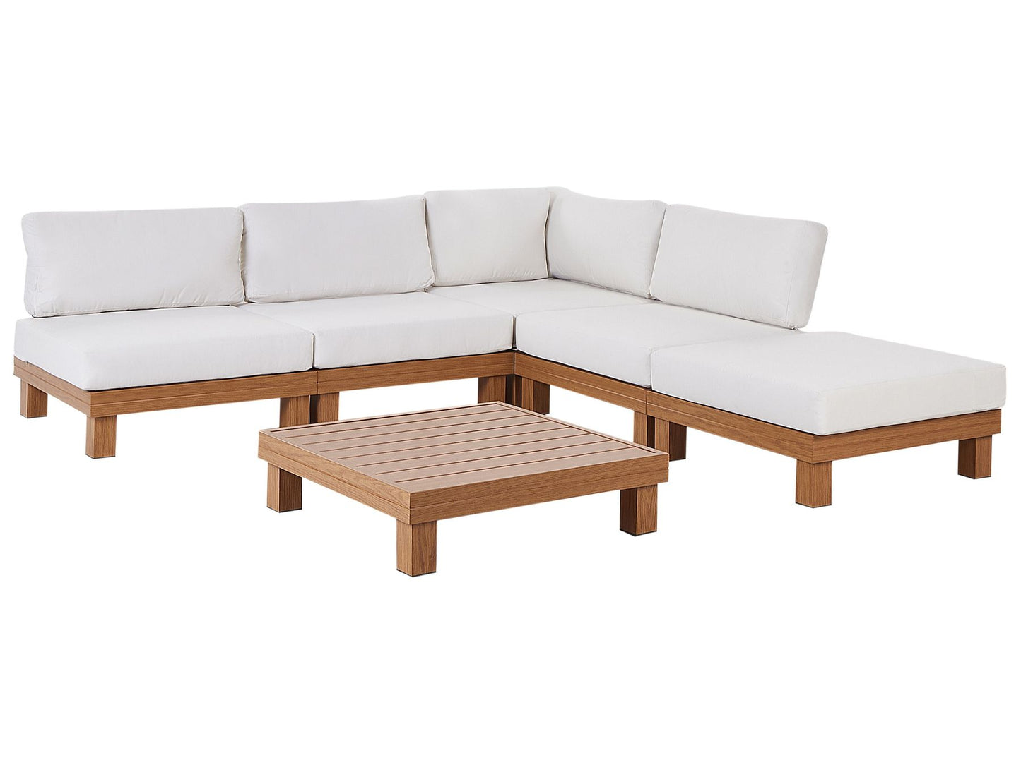 Garden Corner Sofa with Table 5 Seater SANZA Left Hand Modular Metal White