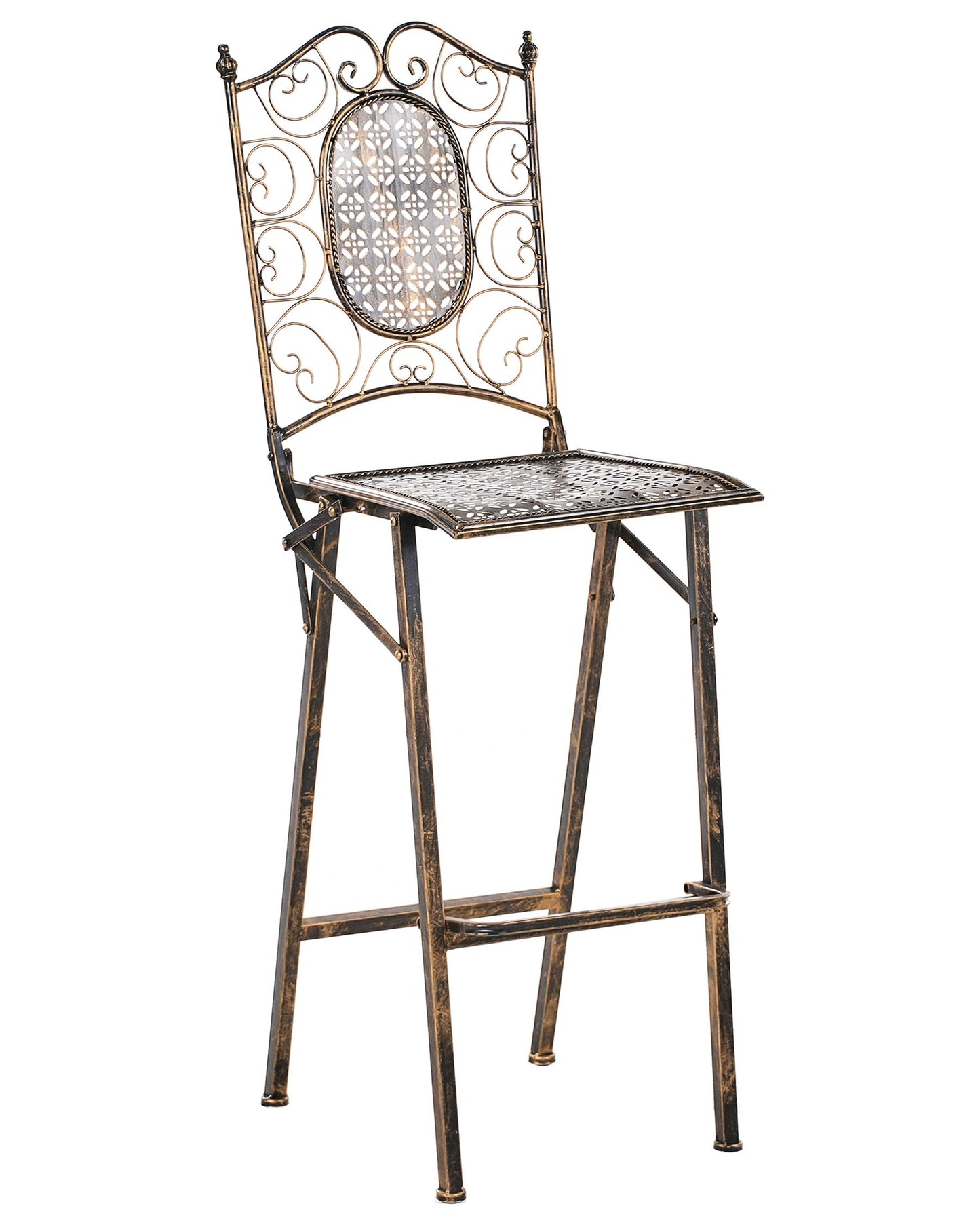 Set of 2 Garden Bar Chairs BORMIO Folding Metal Black