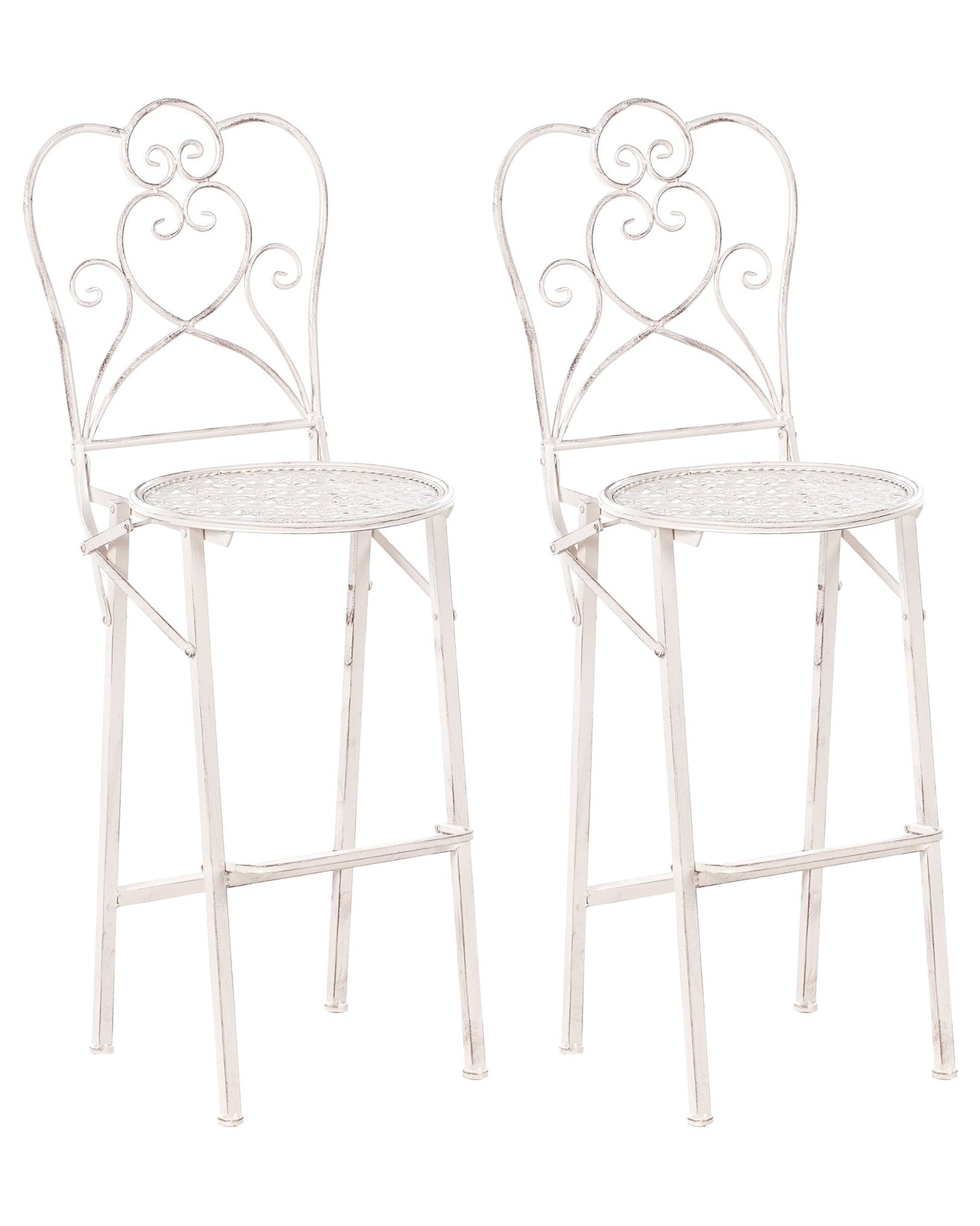 Set of 2 Garden Bar Chairs TRIESTE Folding Metal Light Beige