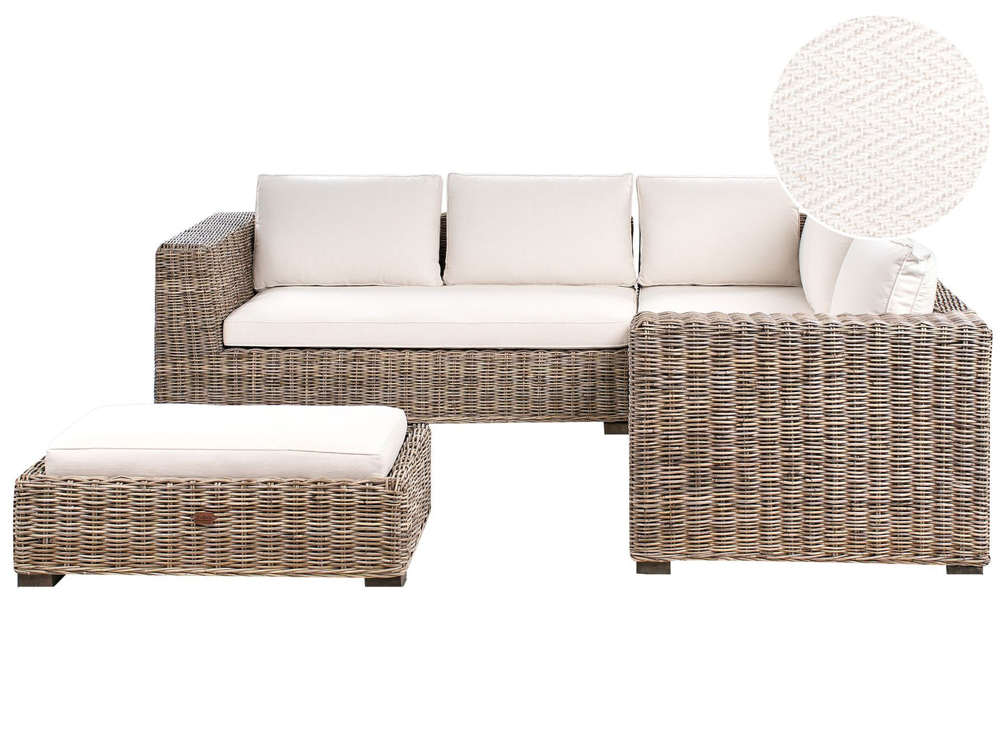 Garden Corner Sofa with Ottoman 5 Seater RINELLA Rattan Grey