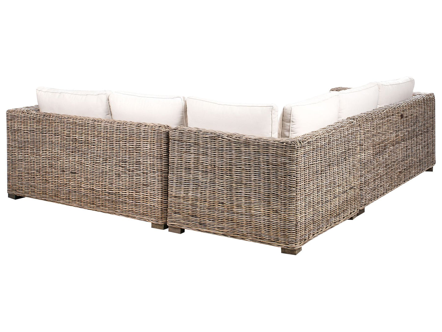Garden Corner Sofa with Ottoman 5 Seater RINELLA Rattan Grey
